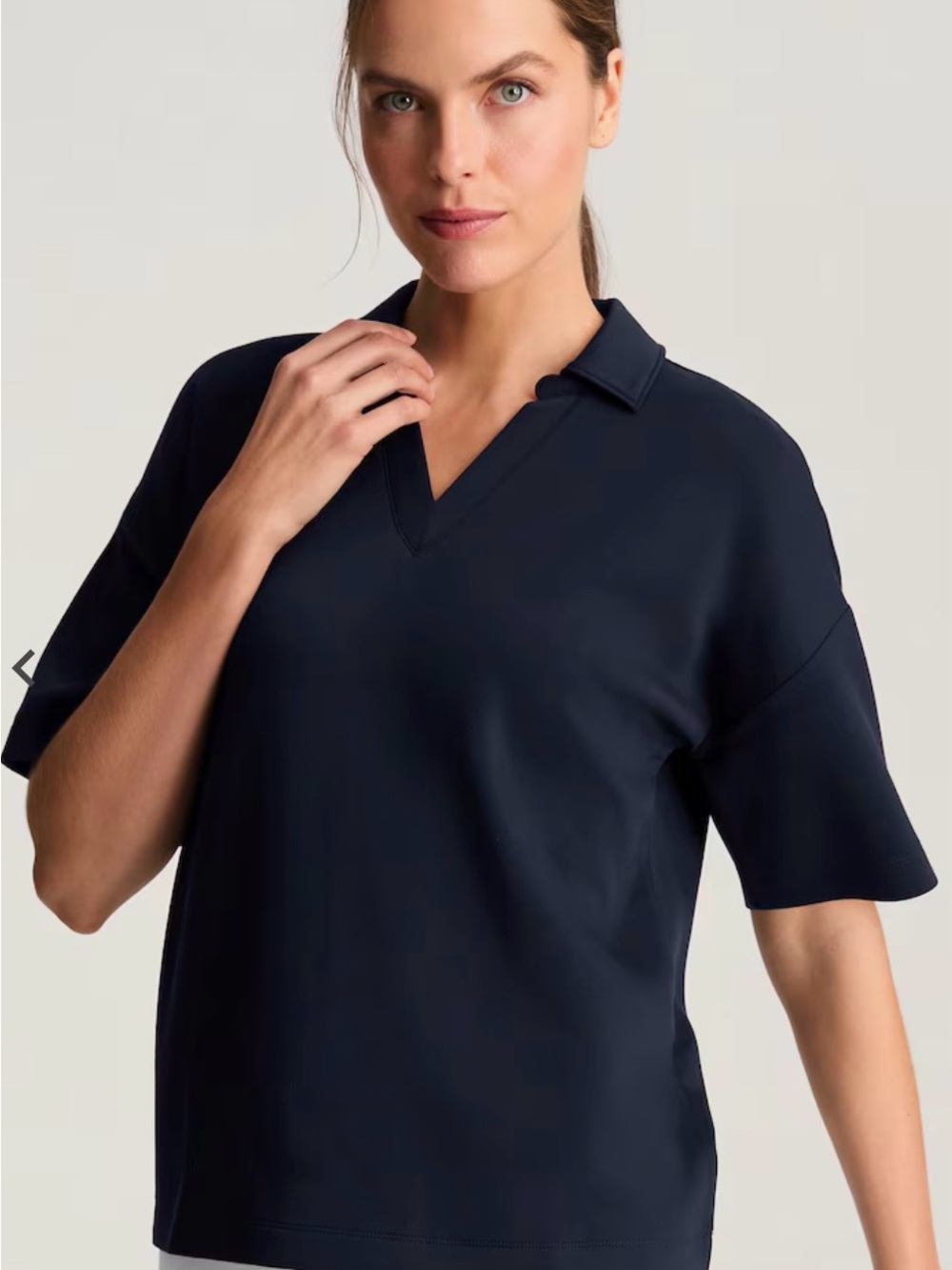 J. Jill Navy Short-Sleeve V-Neck Polo Top